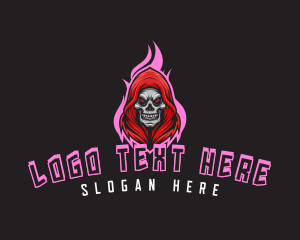 Death - Skull Gamer Flame logo design