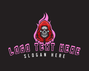 Gamer - Skull Gamer Flame logo design