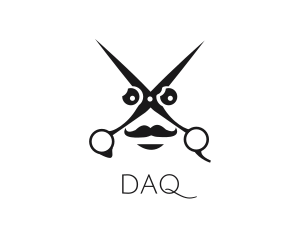 Scissors Mustache Face Logo