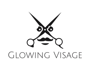 Face - Scissors Mustache Face logo design