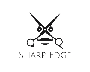 Cut - Scissors Mustache Face logo design