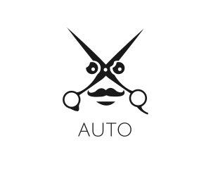 Cut - Scissors Mustache Face logo design