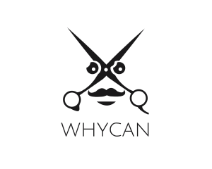 Hair Stylist - Scissors Mustache Face logo design