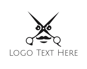 Scissors Mustache Face Logo