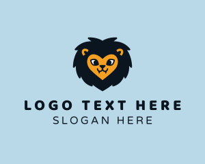 Animal - Lion Heart Face logo design