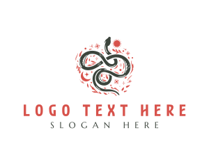 Slithering - Floral Boho Snake logo design