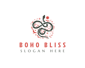 Floral Boho Snake logo design