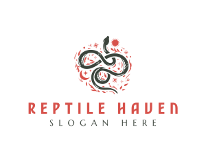 Floral Boho Snake logo design