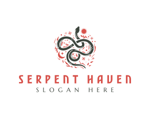 Floral Boho Snake logo design