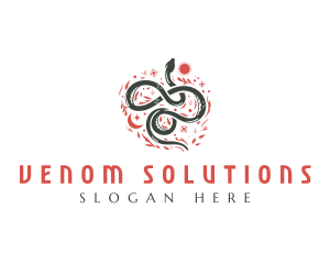 Floral Boho Snake logo design