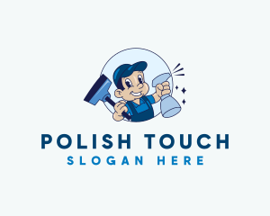 Polish - Janitor Cleaning Sanitation logo design