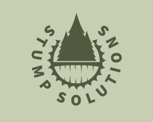Stump - Pine Tree Sawmill Badge logo design