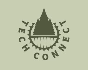 Forest - Pine Tree Sawmill Badge logo design