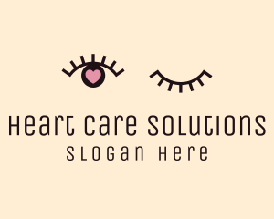 Heart Eye Wink Lashes logo design