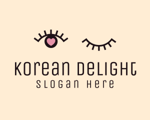 Korean - Heart Eye Wink Lashes logo design