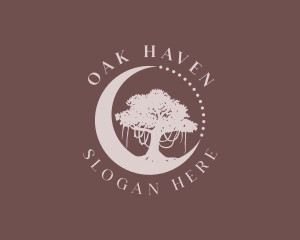 Oak - Moon Oak Tree logo design