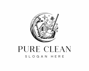 Vintage Housekeeping Cleaning logo design