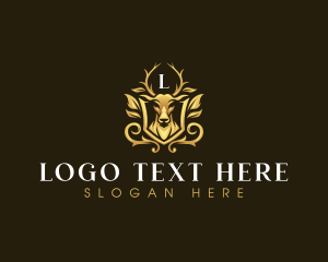 Elegant Antler Deer logo design