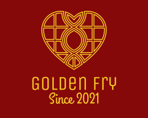 Golden Heart Line Art logo design