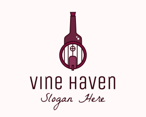 Wine Barrel Bottle  logo design