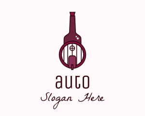 Cellar Door - Wine Barrel Bottle logo design