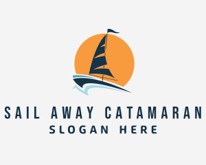 Catamaran - Sun Sailing Yacht logo design