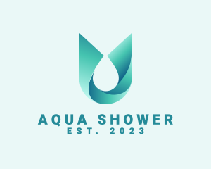 Abstract Aqua Water Droplet logo design