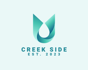 Creek - Abstract Aqua Water Droplet logo design