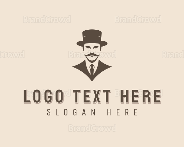 Stylish Mustache Gentleman Logo