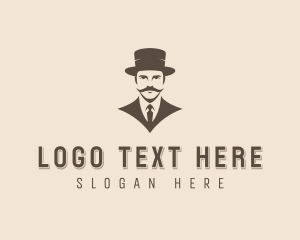 Suit - Stylish Mustache Gentleman logo design