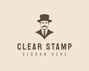 Stylish Mustache Gentleman Logo