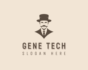 Stylish Mustache Gentleman Logo