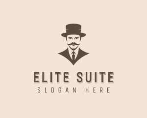 Stylish Mustache Gentleman logo design