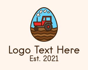 Farmer - Agricultural Tractor Egg logo design