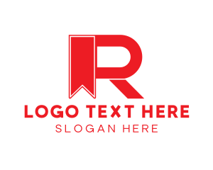 Bookworm - Red Ribbon R logo design