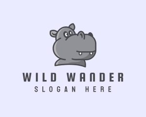 Cute Cubby Hippopotamus logo design