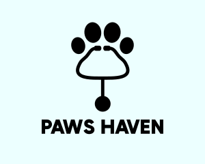 Paw Stethoscope Veterinary logo design