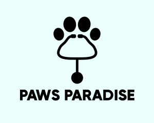 Paw Stethoscope Veterinary logo design