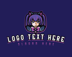 Ribbon - Cat Girl Gamer logo design
