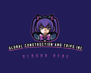 Ribbon - Cat Girl Gamer logo design