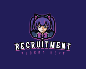 Cute - Cat Girl Gamer logo design