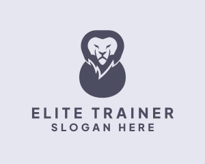 Blue Kettlebell Lion logo design