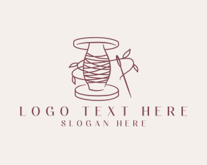 String - Sewing Leaf Thread Needle logo design