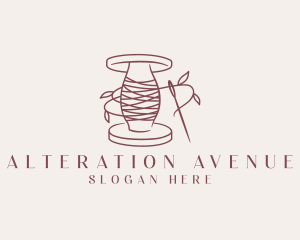 Sewing Leaf Thread Needle logo design