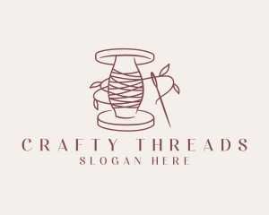 Sewing Leaf Thread Needle logo design