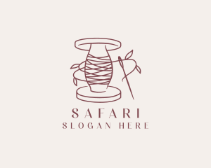 Sewing Leaf Thread Needle logo design