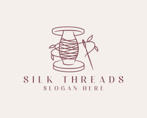 Sewing Leaf Thread Needle logo design