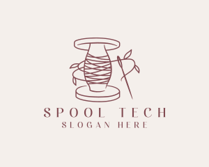 Spool - Sewing Leaf Thread Needle logo design