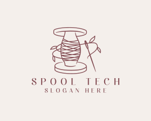 Sewing Leaf Thread Needle logo design