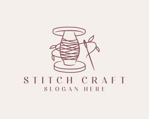 Stitch - Sewing Leaf Thread Needle logo design